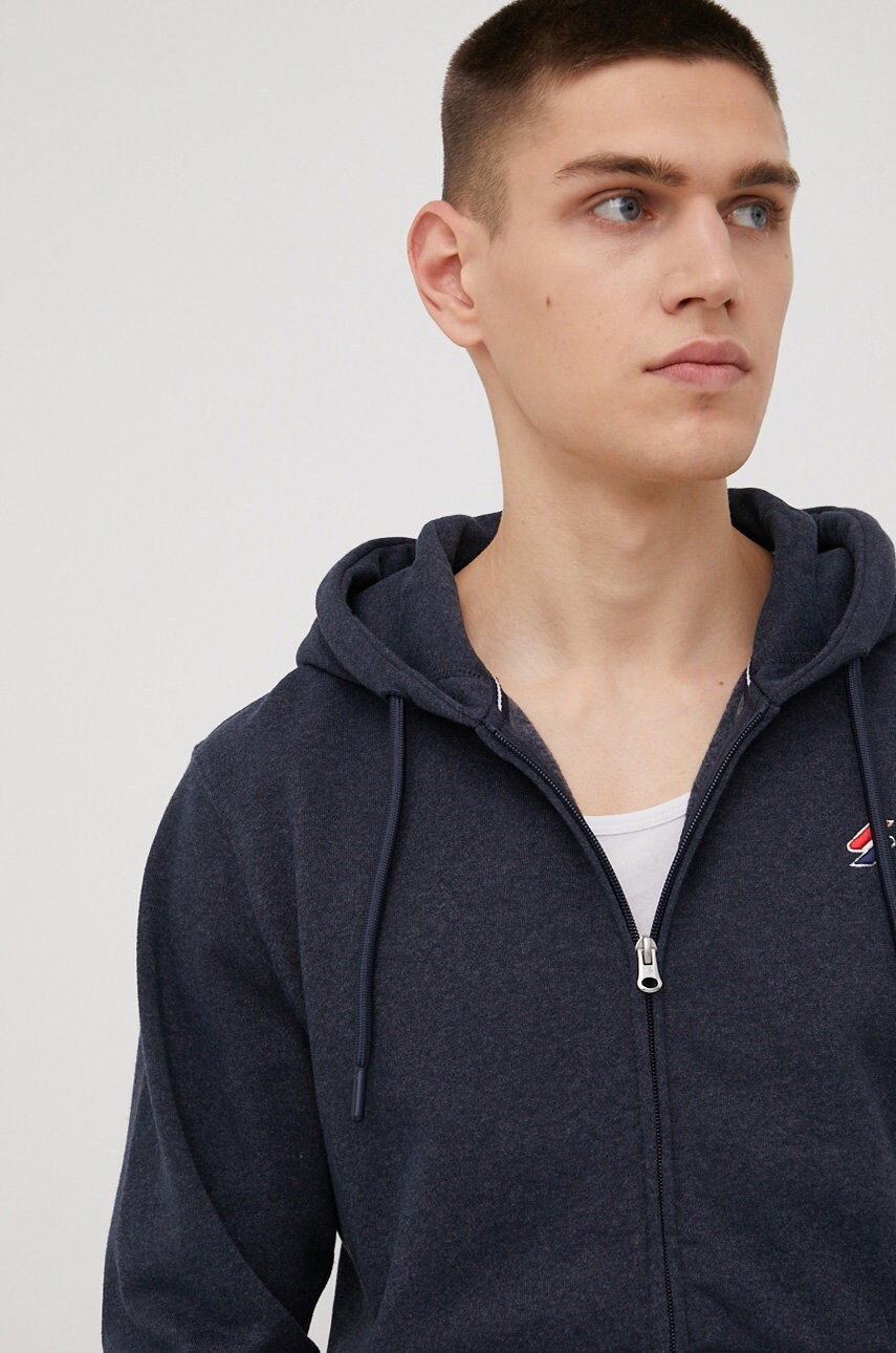 Superdry bluza barbati, culoarea albastru marin, neted