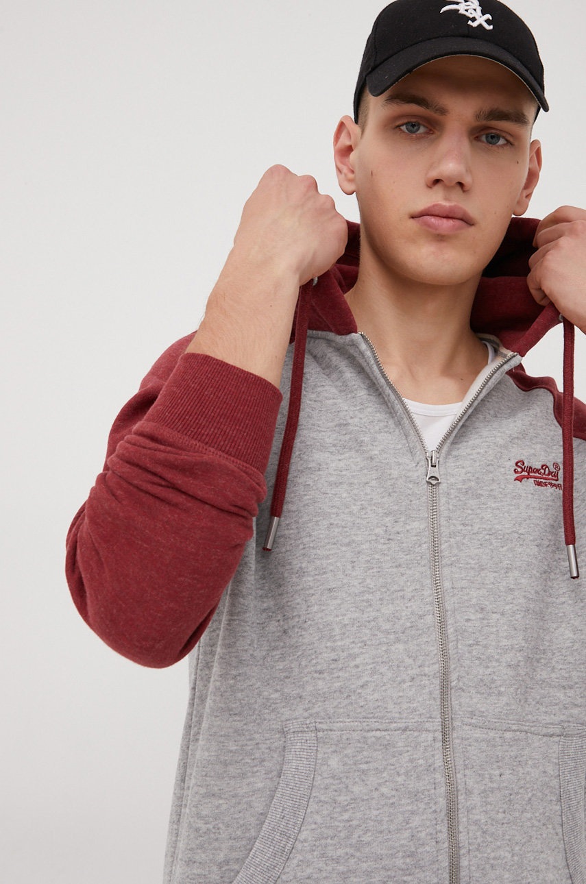 

Суичър Superdry в сиво меланж на, Сив