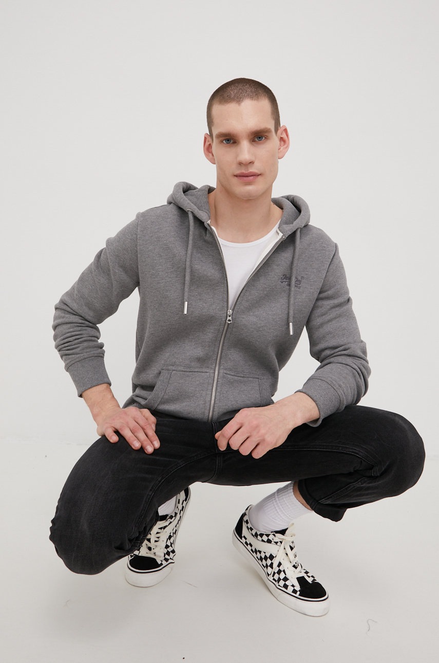 

Кофта Superdry мужская цвет серый однотонная