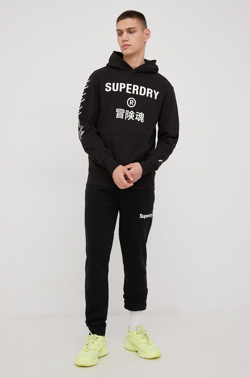 

Бавовняна кофта Superdry чоловіча колір чорний з принтом