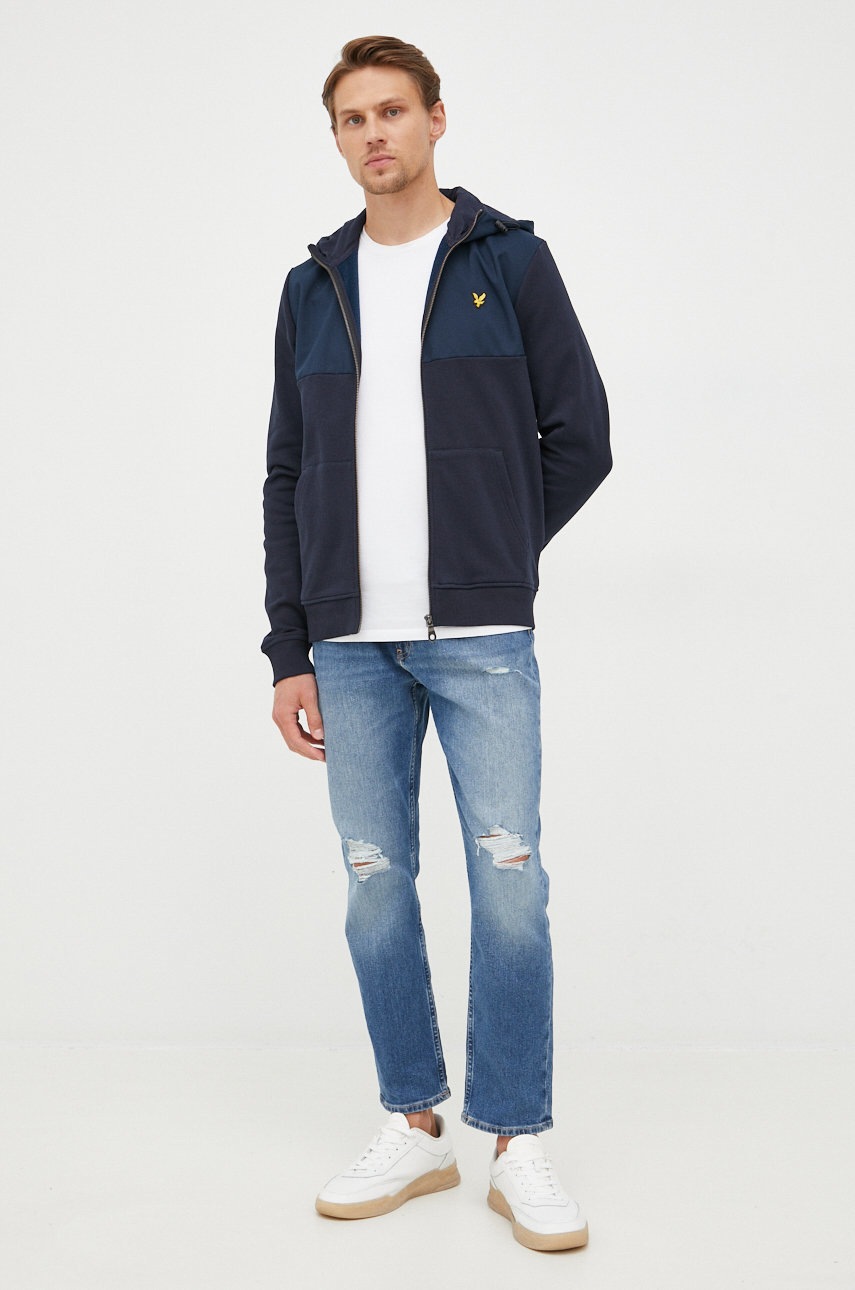 

Кофта Lyle & Scott чоловіча колір синій однотонна