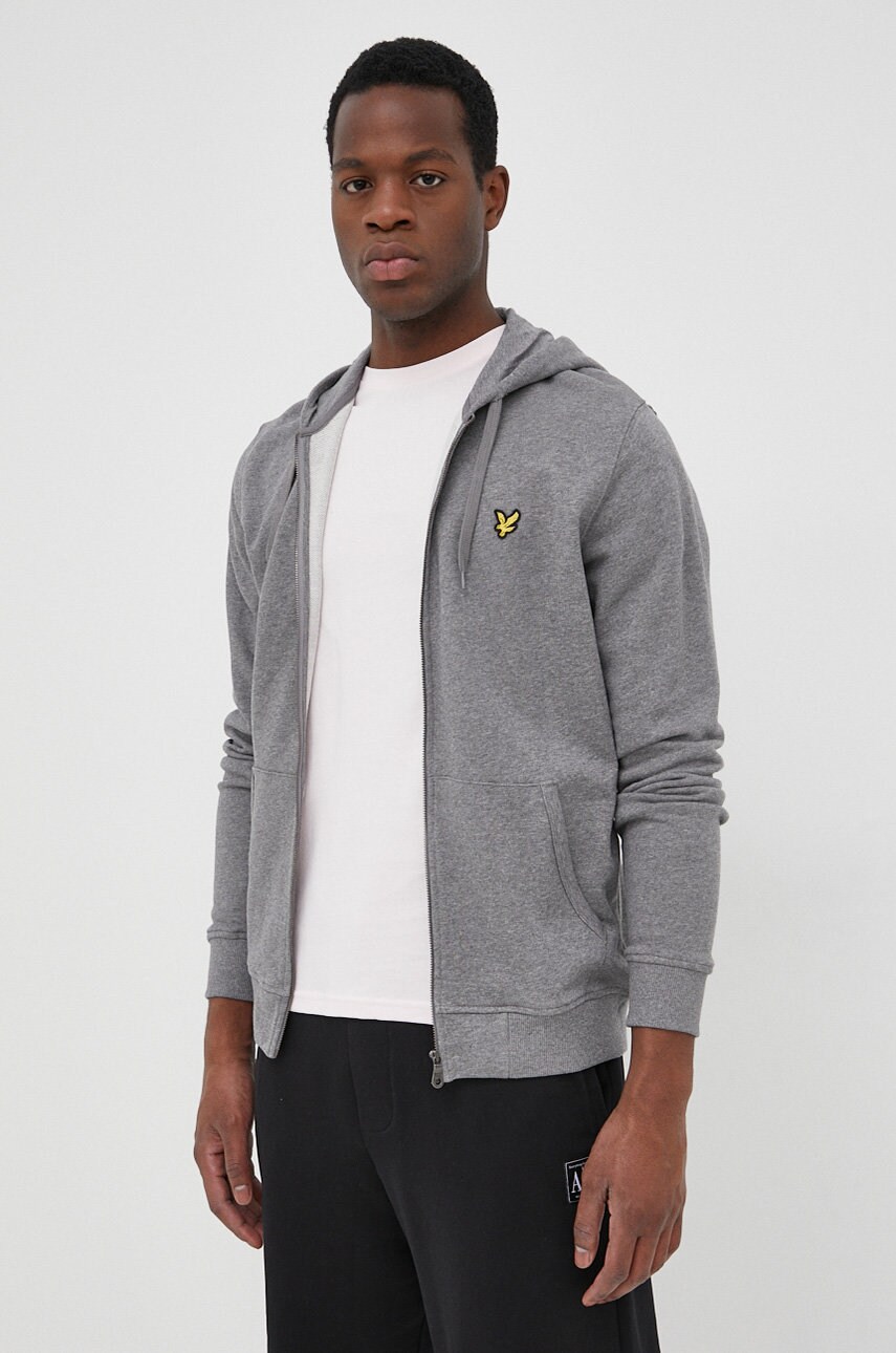 

Хлопковая кофта Lyle & Scott мужская цвет серый однотонная