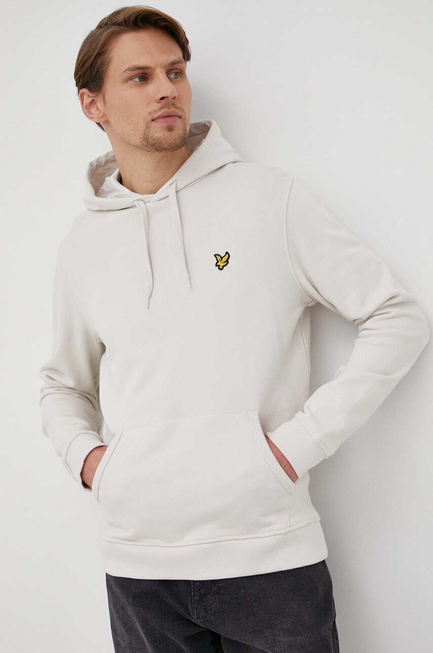 Lyle & scott hanorac de bumbac barbati, culoarea bej, neted