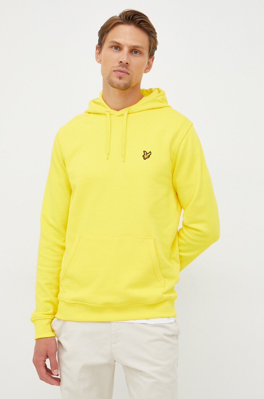 Lyle & scott hanorac de bumbac barbati, culoarea galben, neted