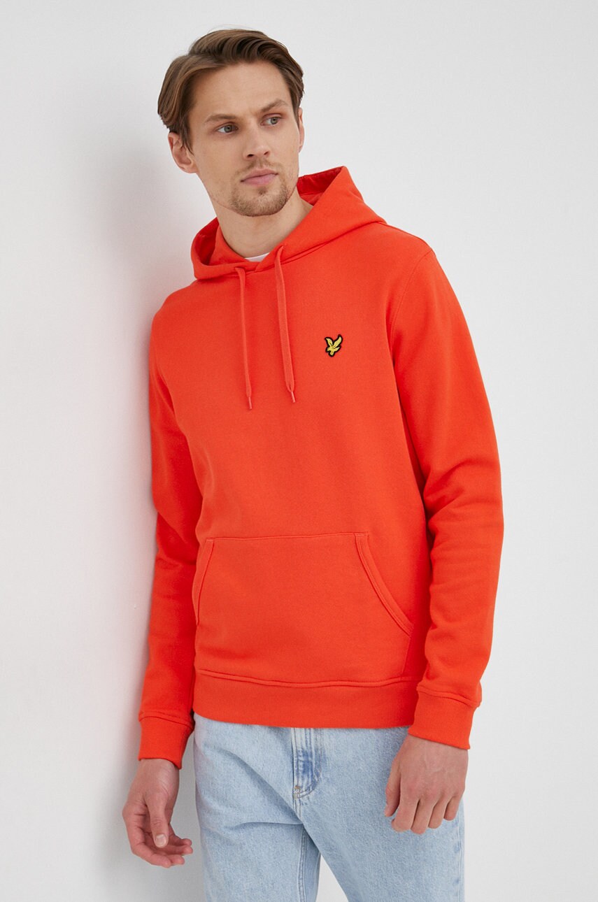 Lyle & scott hanorac de bumbac barbati, culoarea rosu, neted