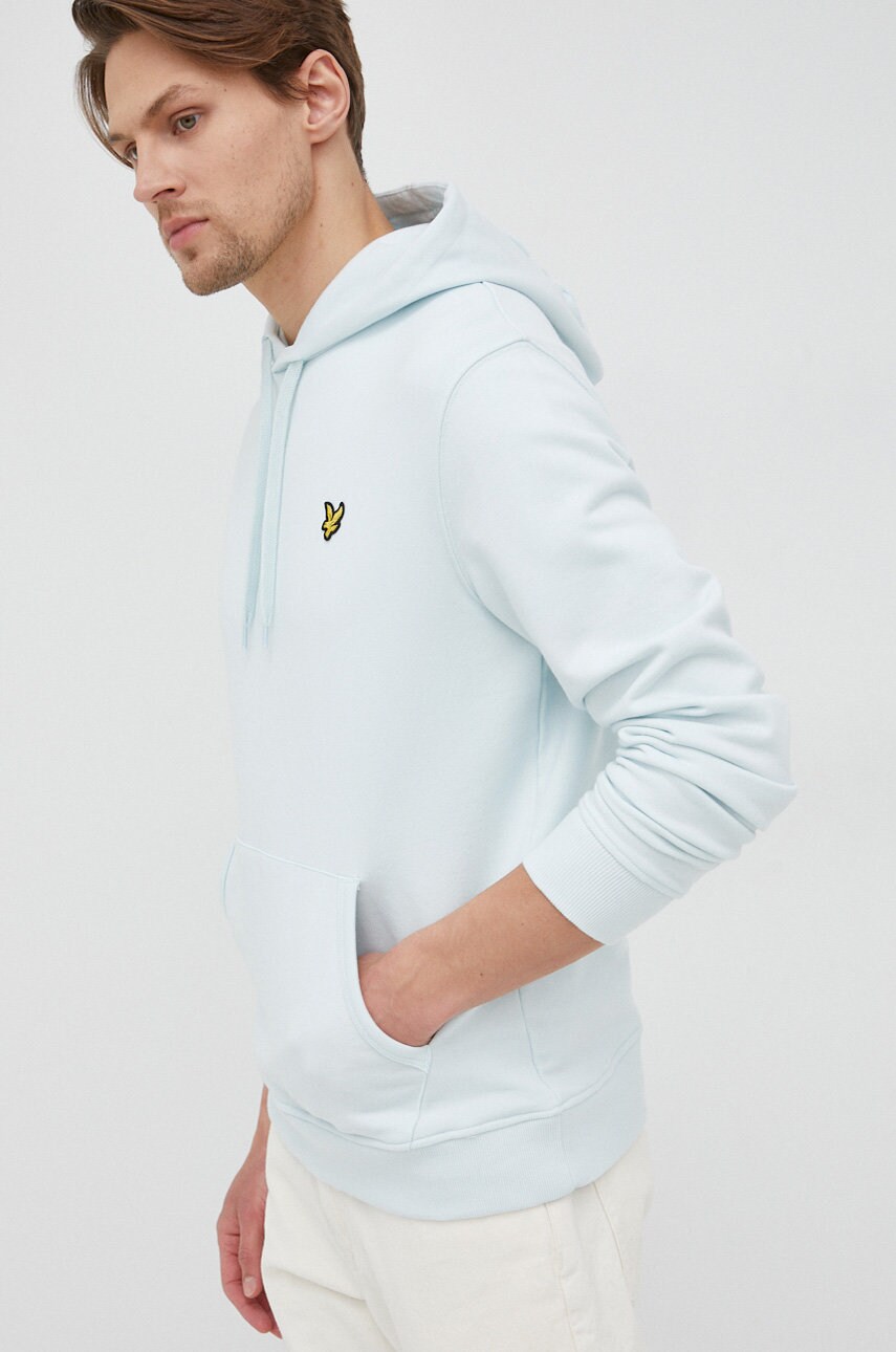 Lyle & scott hanorac de bumbac barbati, culoarea turcoaz, neted