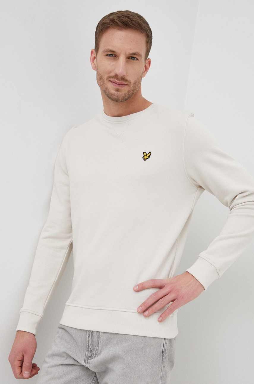 

Памучен суичър Lyle & Scott мъжка в бежово с изчистен дизайн, Бежов