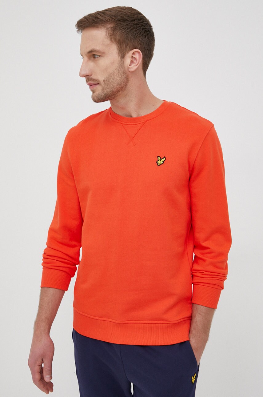 Lyle & scott hanorac de bumbac barbati, culoarea portocaliu, neted