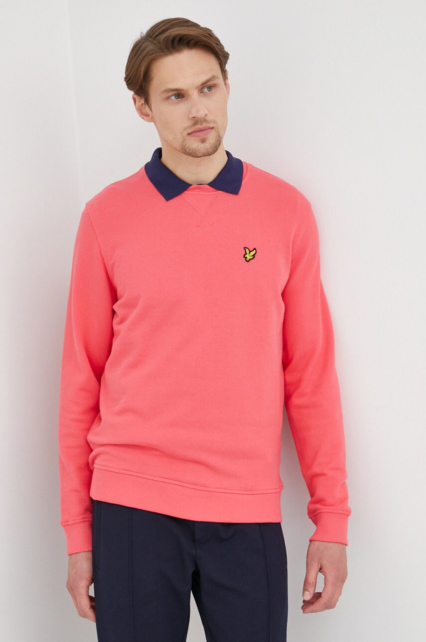 Lyle & scott hanorac de bumbac barbati, culoarea roz, neted