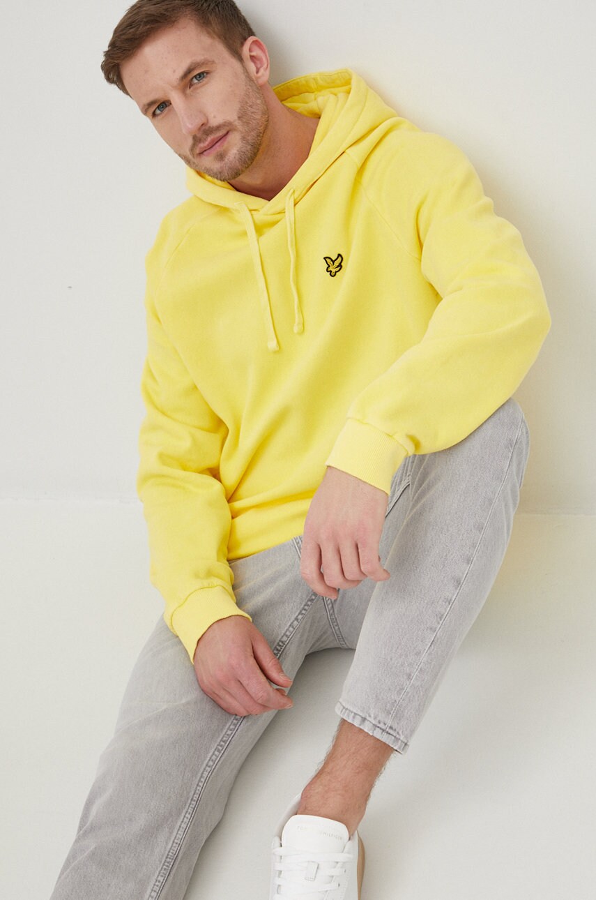 Lyle & scott bluza barbati, culoarea galben, neted