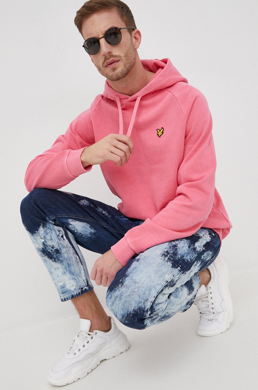 

Кофта Lyle & Scott мужская цвет розовый однотонная