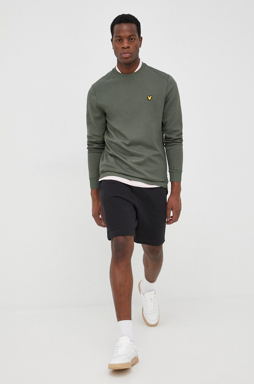 Lyle & scott bluza barbati, culoarea verde, neted