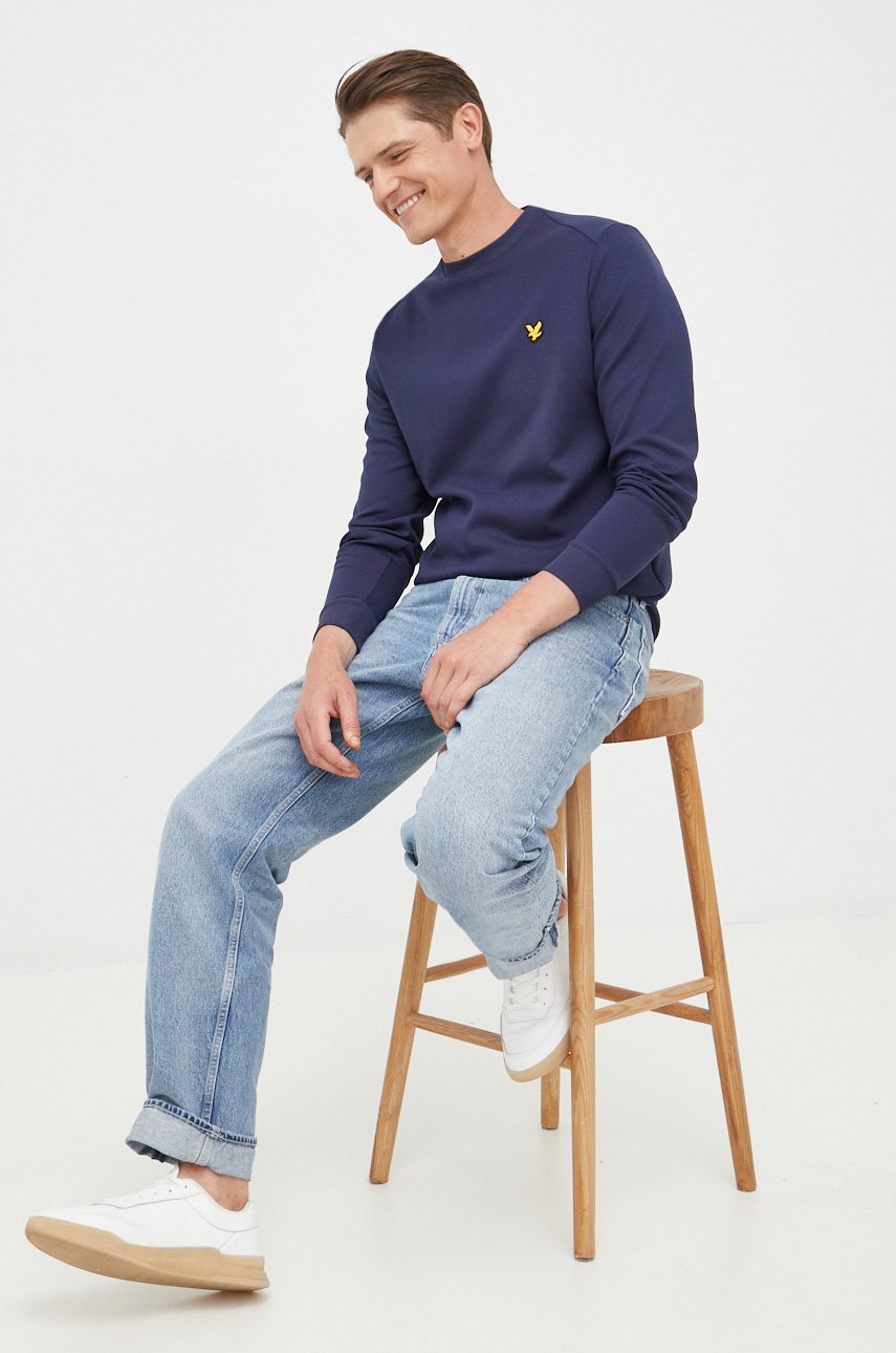 

Кофта Lyle & Scott мужская цвет синий однотонная