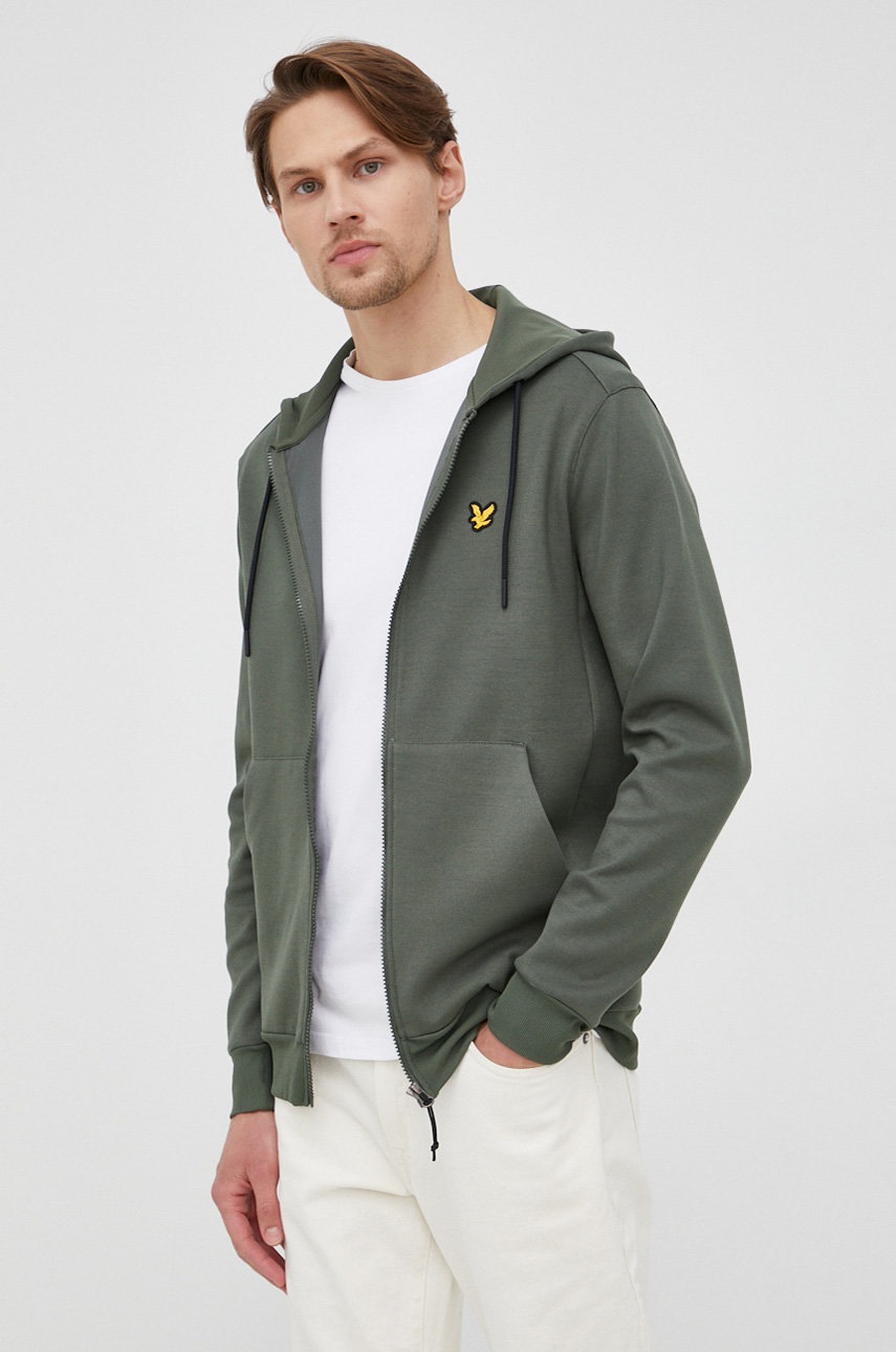 

Суичър Lyle & Scott мъжка в зелено с изчистен дизайн, Зелен