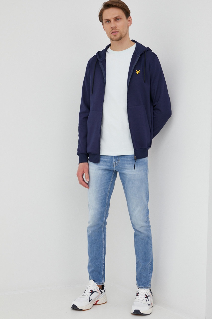 

Кофта Lyle & Scott чоловіча колір синій однотонна