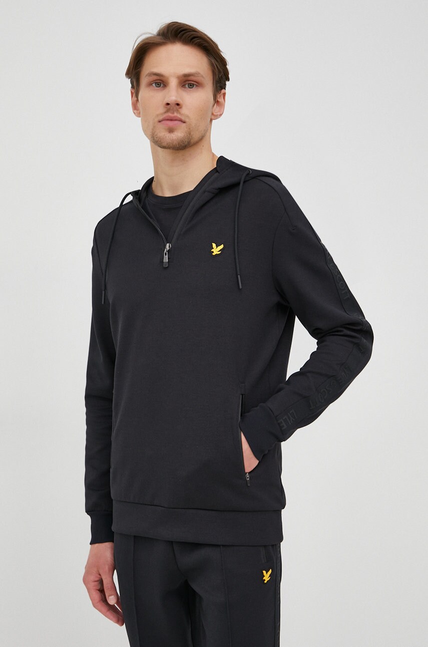 Lyle & scott bluza barbati, culoarea negru, cu imprimeu