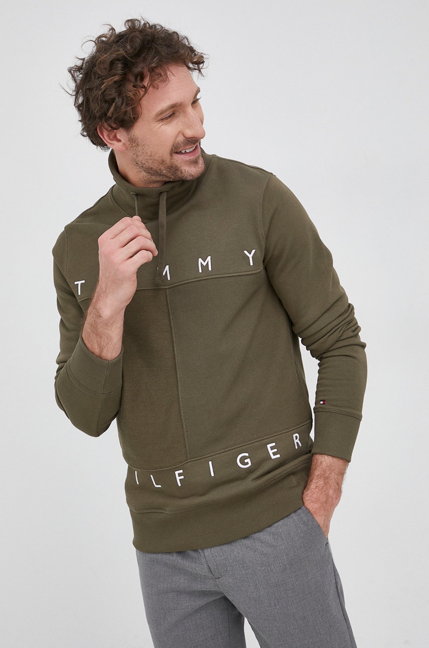 

Хлопковая кофта Tommy Hilfiger мужская цвет зелёный с аппликацией