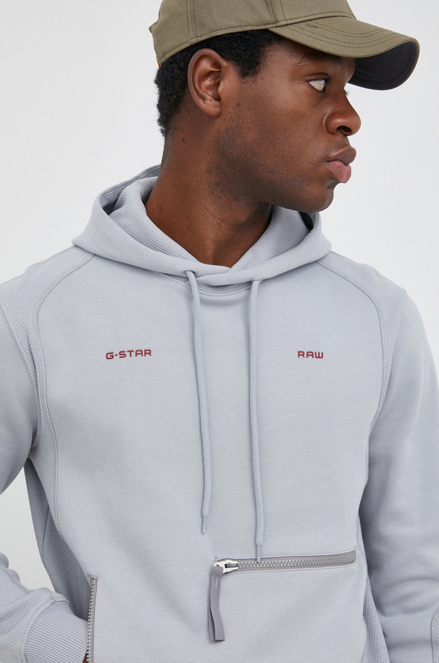 

Суичър G-Star Raw мъжка в сиво с изчистен дизайн, Сив