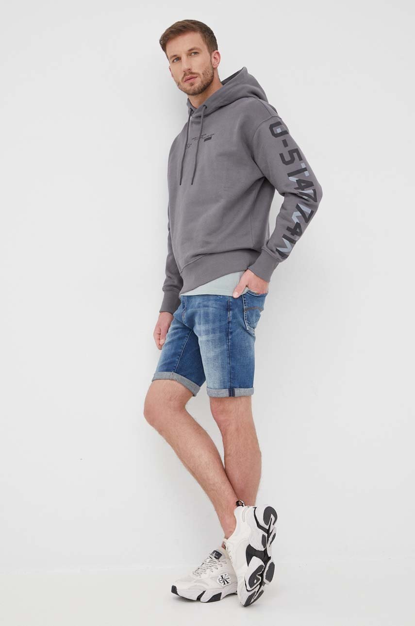 

Бавовняна кофта G-Star Raw чоловіча колір сірий з принтом