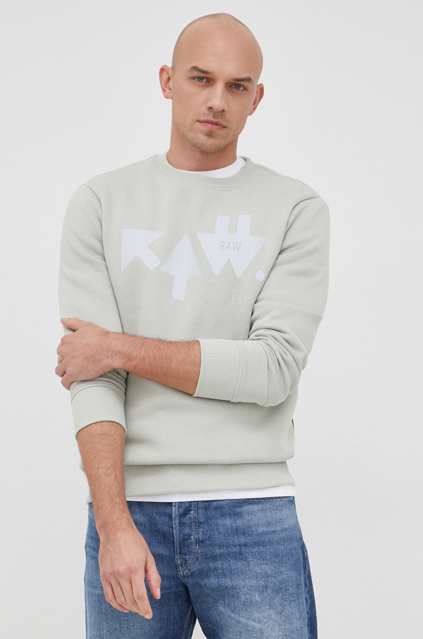 

Суичър G-Star Raw мъжка в сиво с принт, Зелен