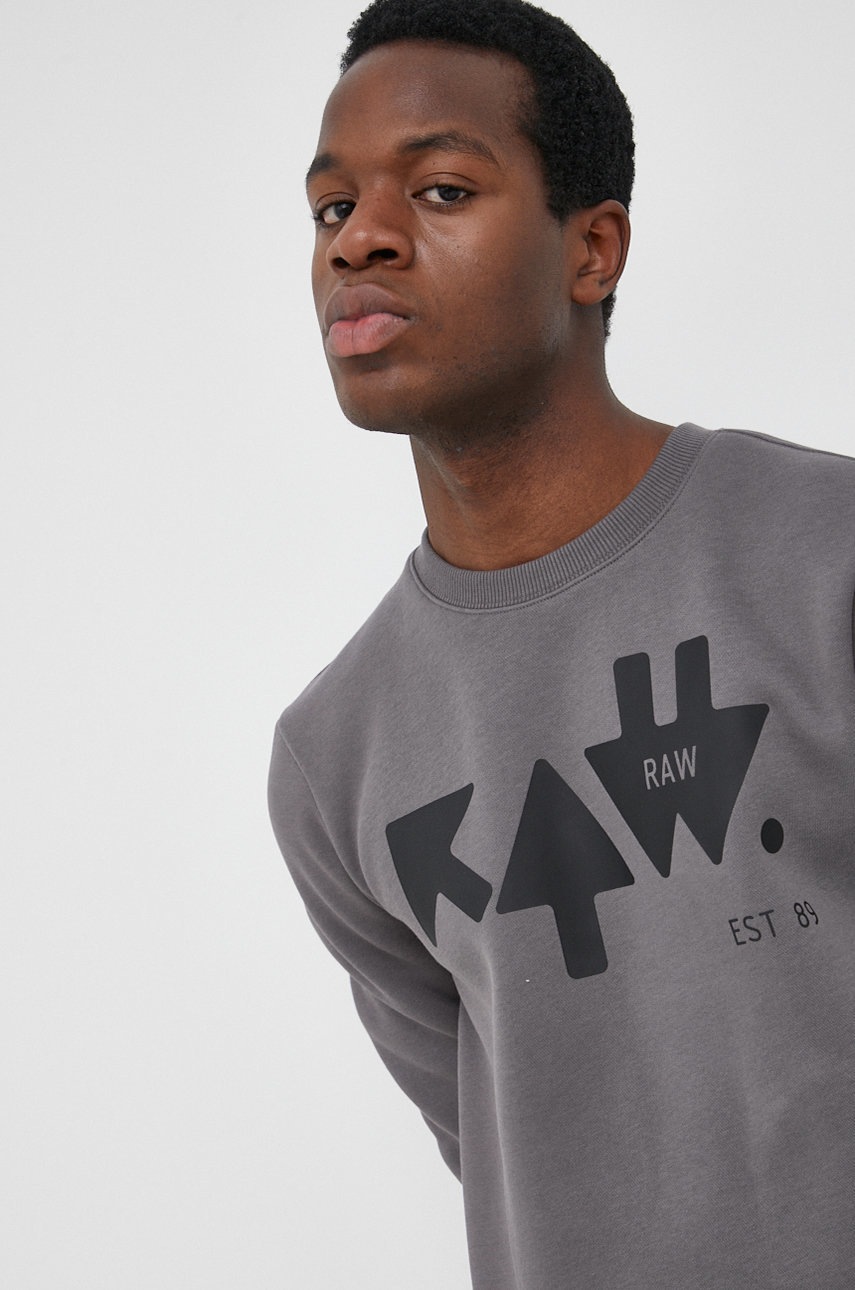 

Суичър G-Star Raw мъжка в сиво с принт, Сив