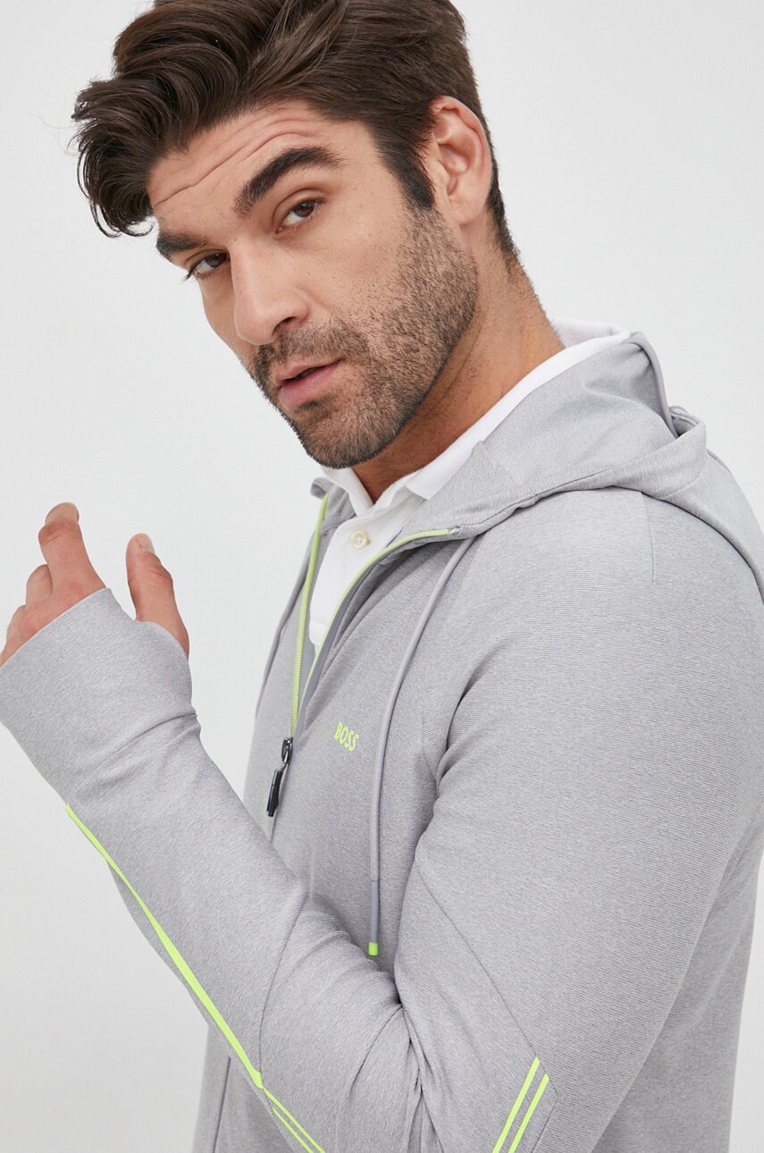 Boss bluza boss athleisure barbati, culoarea gri, neted