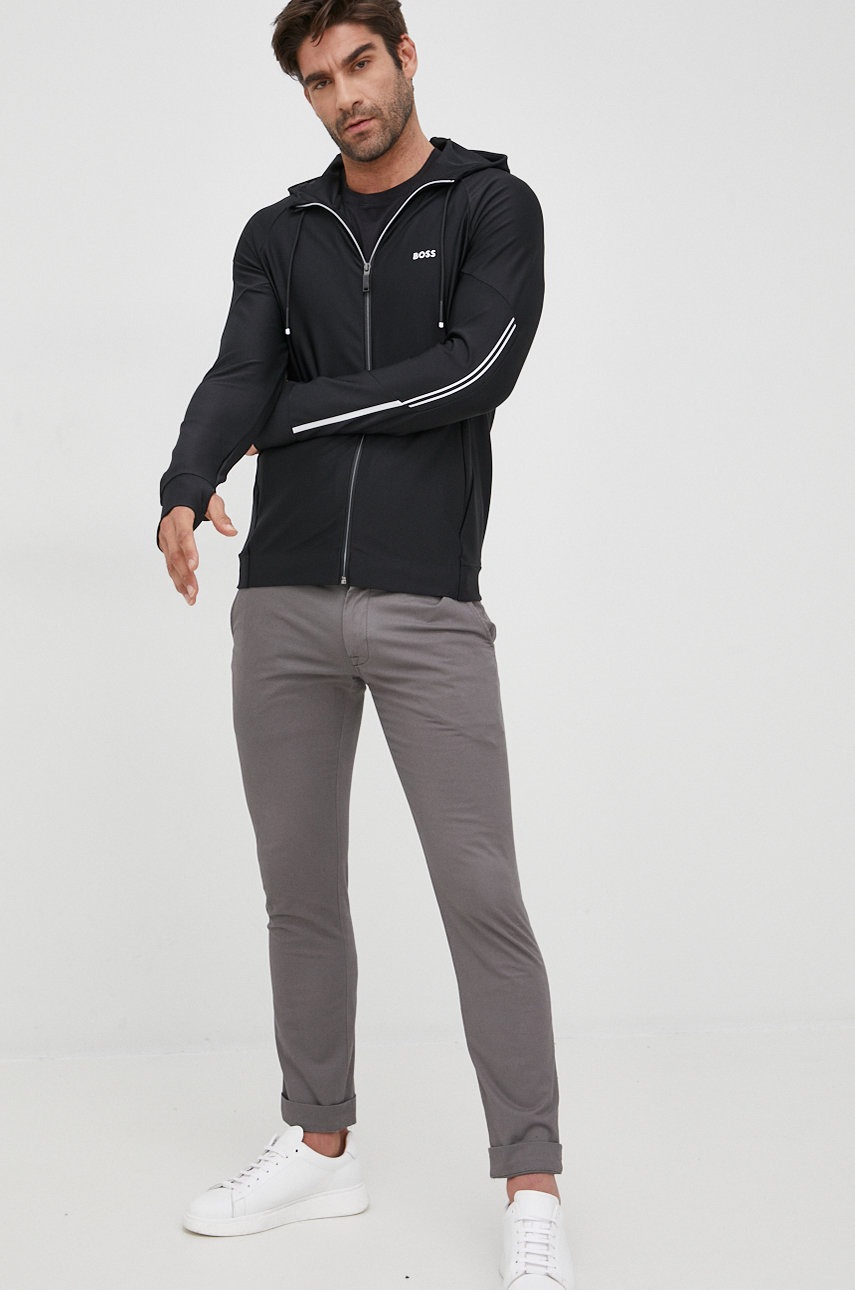 

Кофта BOSS Boss Athleisure чоловіча колір чорний однотонна