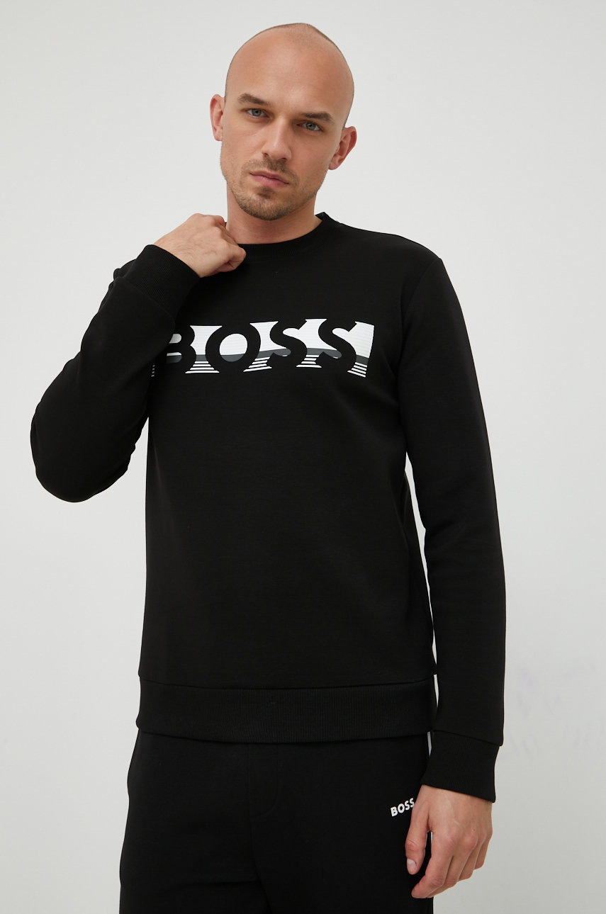 

Суичър BOSS Boss Athleisure мъжки в черно с принт, Черен