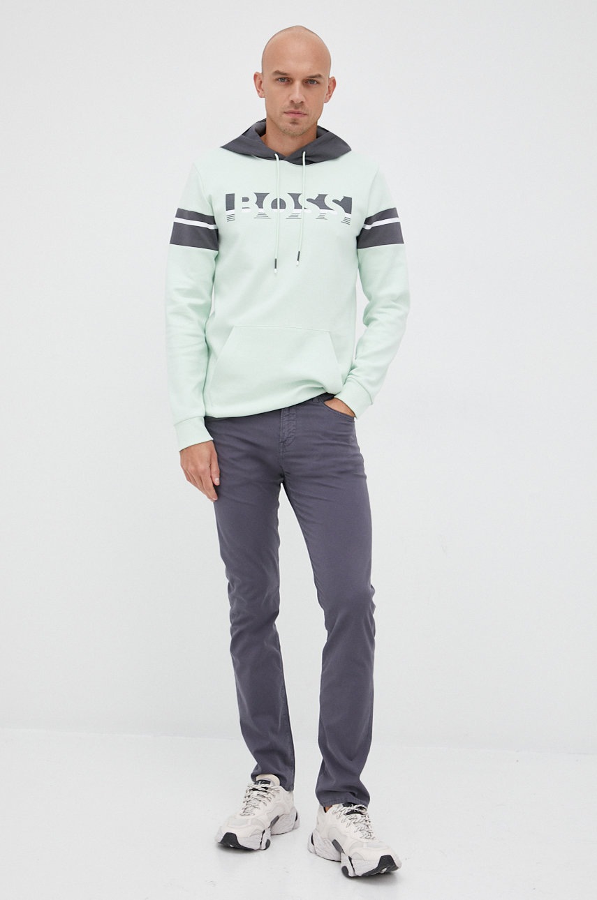 

Кофта Boss Boss Athleisure чоловіча колір зелений з принтом