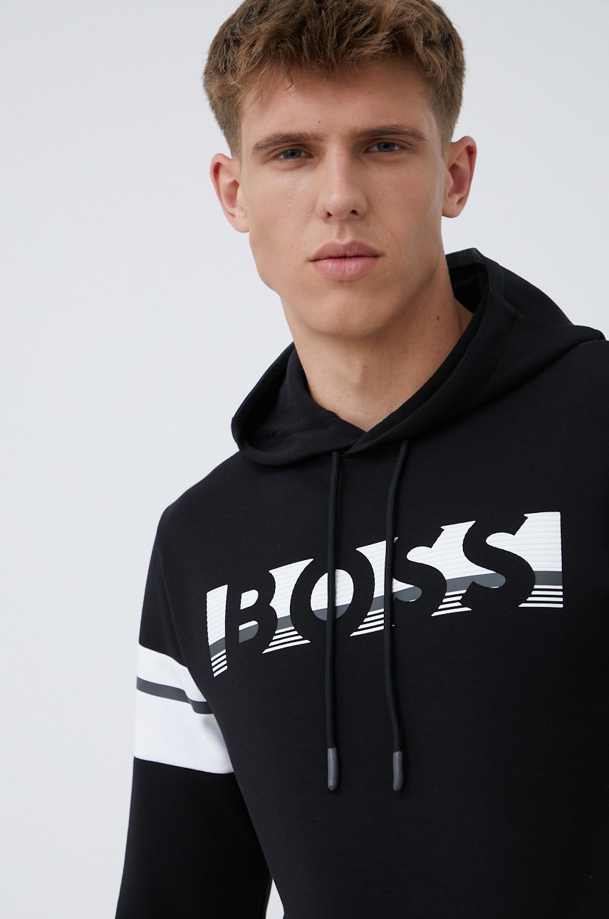 

Суичър Boss Boss Athleisure мъжки в черно с принт, Черен