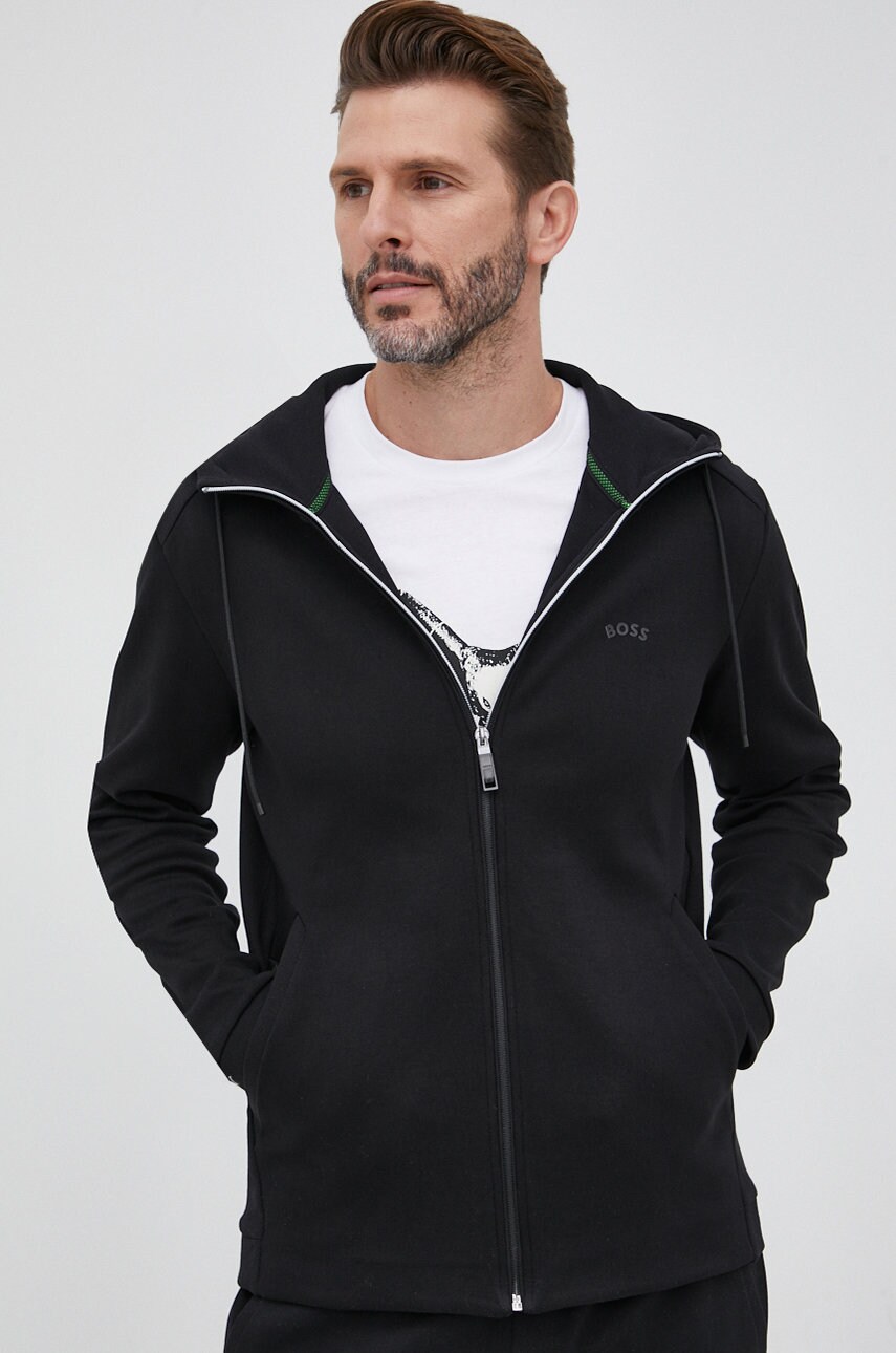 

Суичър BOSS Boss Athleisure мъжки в черно с изчистен дизайн, Черен