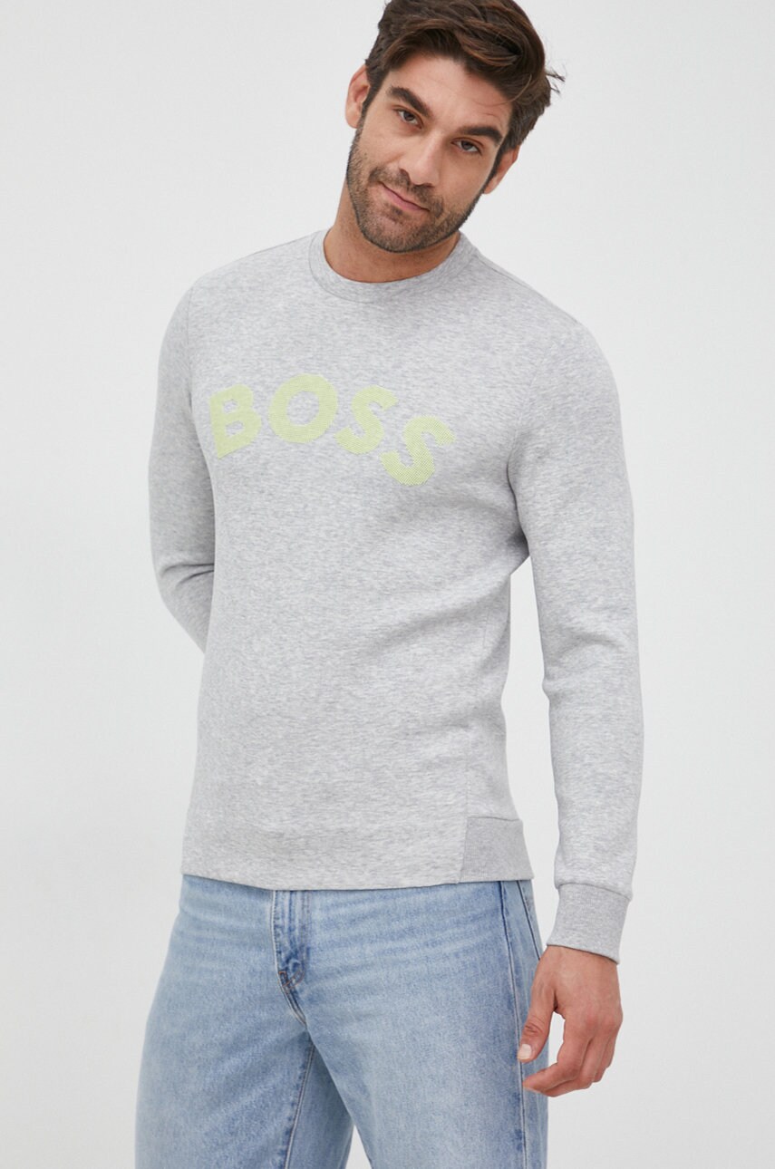 

Суичър BOSS Boss Athleisure мъжки в сиво с принт, Сив