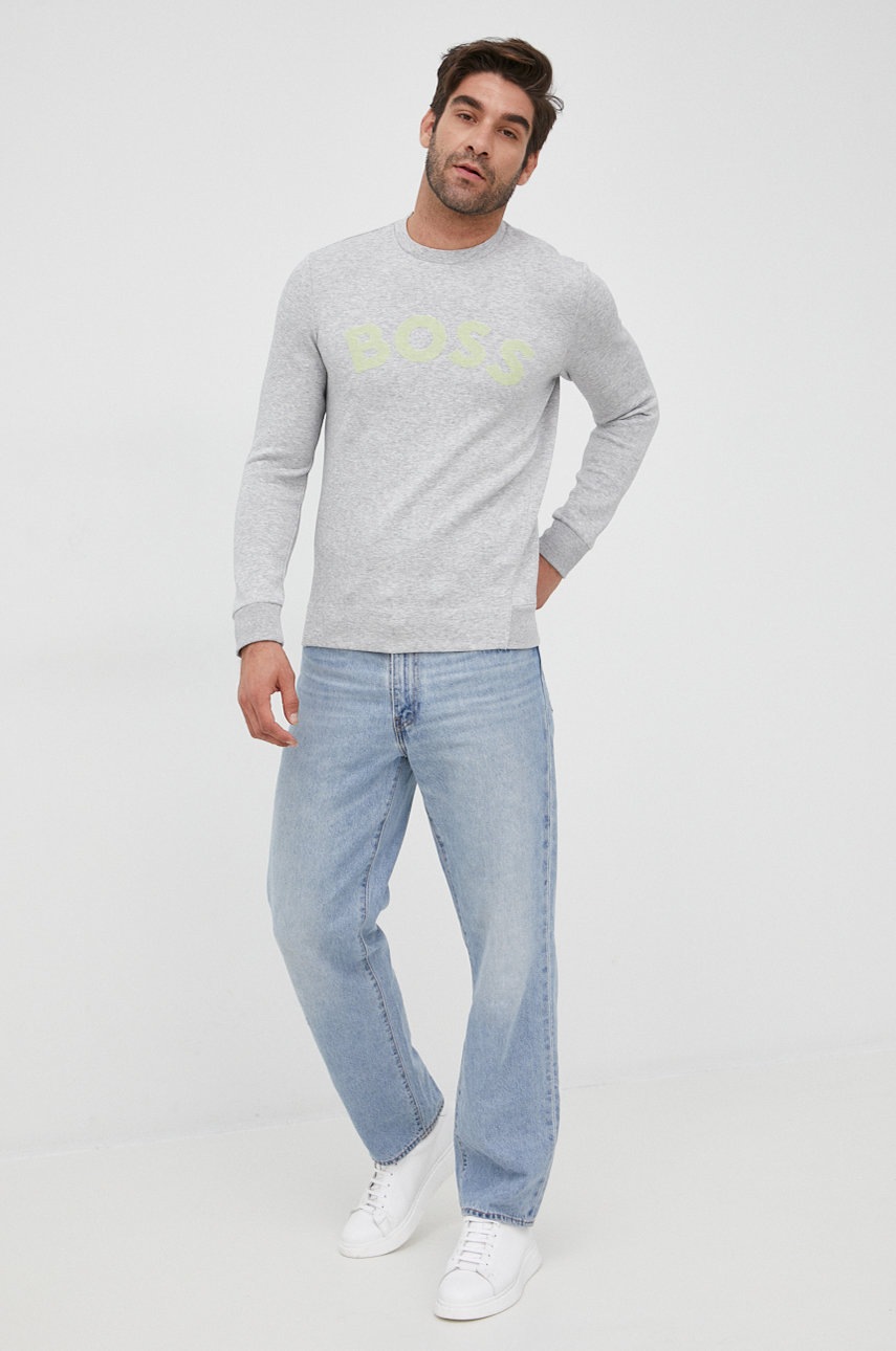 

Кофта BOSS Boss Athleisure чоловіча колір сірий з принтом
