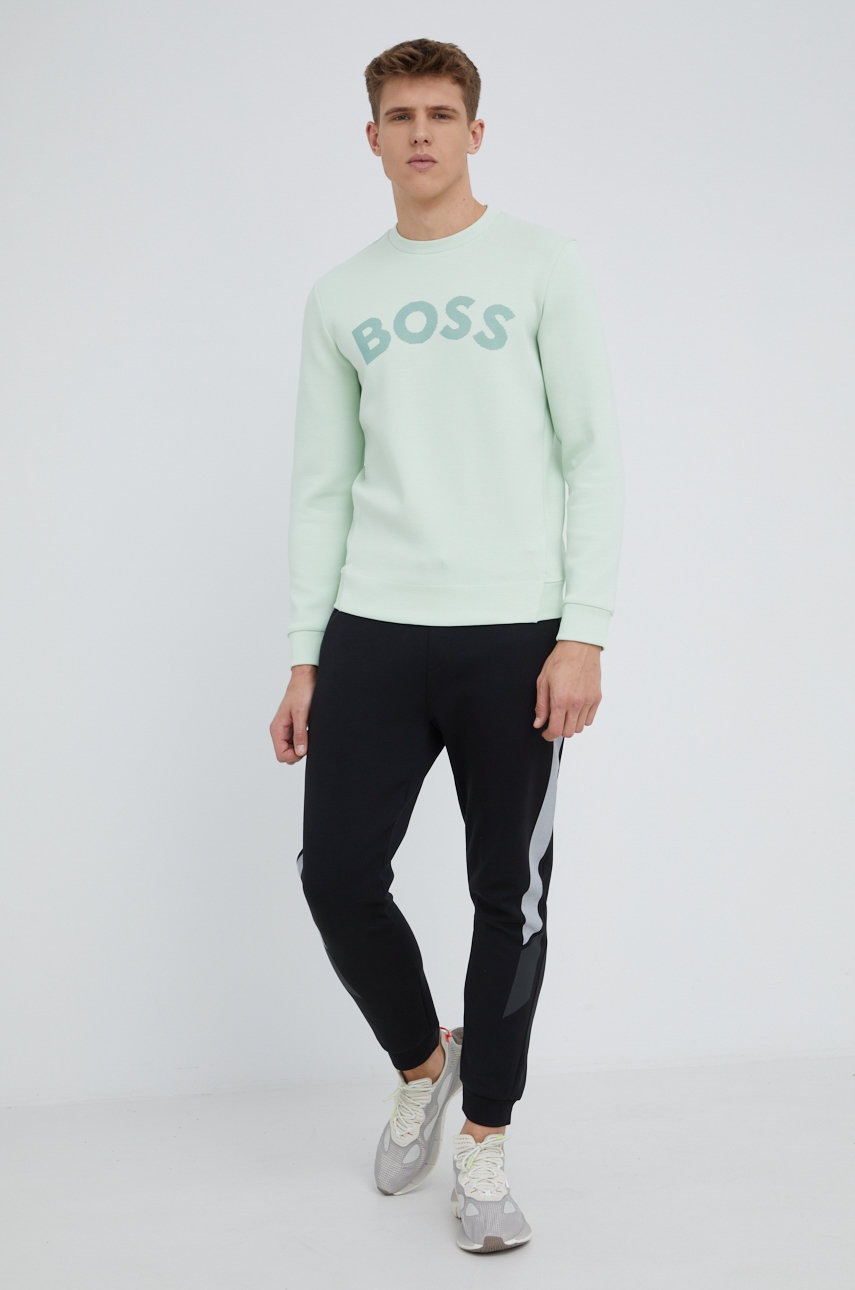 

Кофта BOSS Boss Athleisure чоловіча колір зелений з принтом