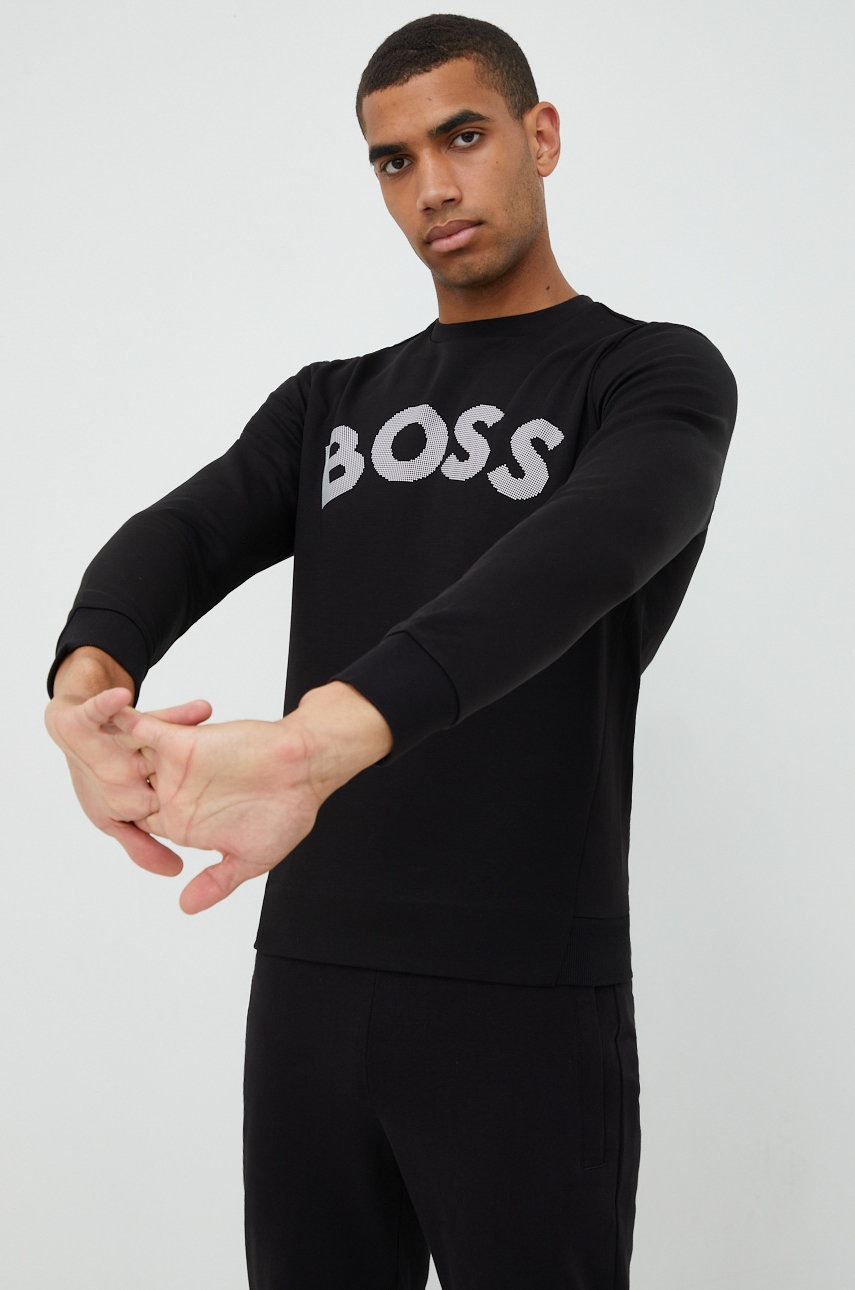 

Суичър BOSS Boss Athleisure мъжки в черно с принт, Черен