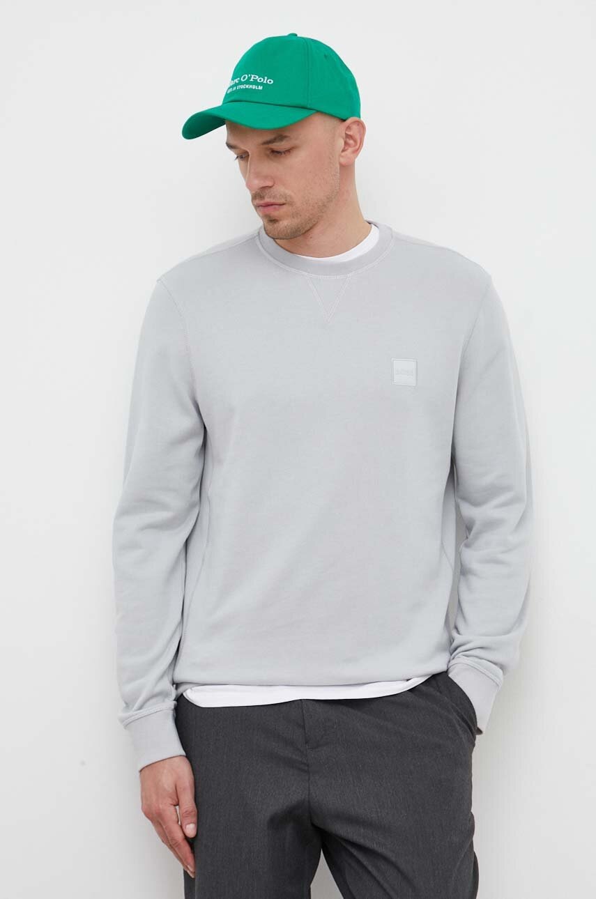 

Памучен суичър BOSS BOSS CASUAL в сиво с апликация, Сив