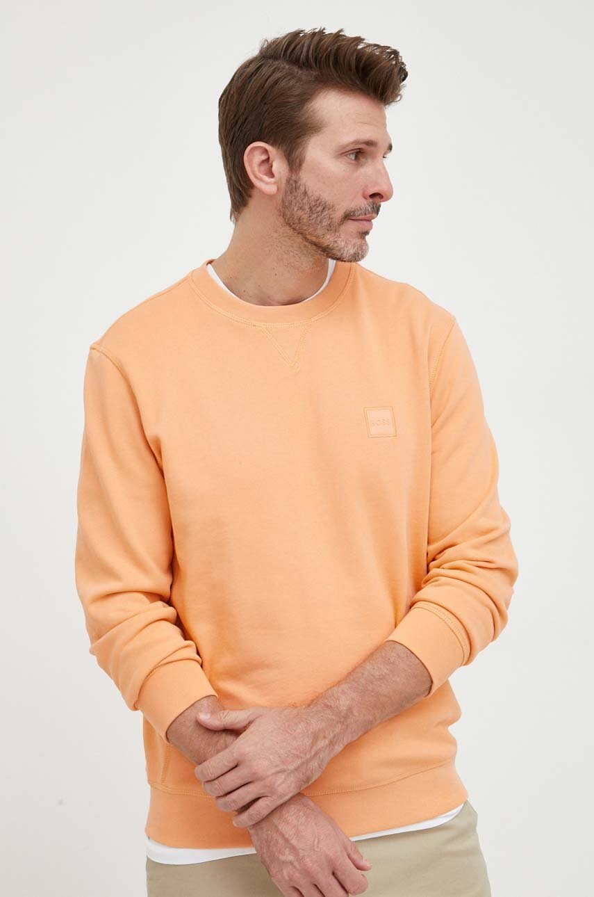 

Памучен суичър BOSS BOSS CASUAL в черно с апликация, Оранжев