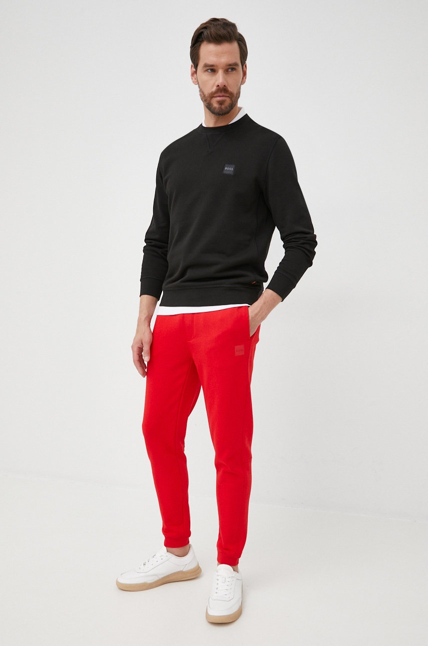 

Хлопковая кофта BOSS BOSS CASUAL мужская цвет чёрный с аппликацией