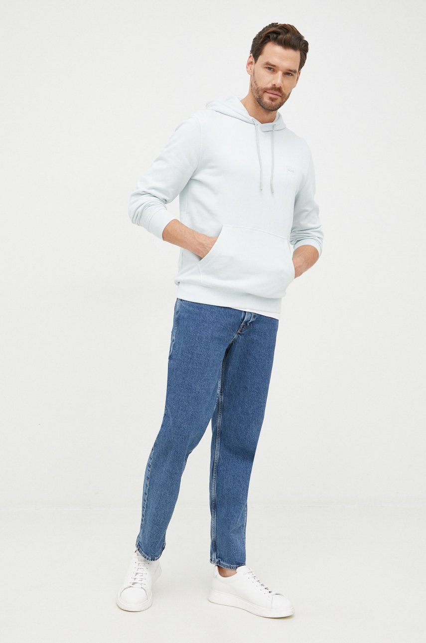 

Хлопковая кофта BOSS Boss Casual мужская цвет серый однотонная
