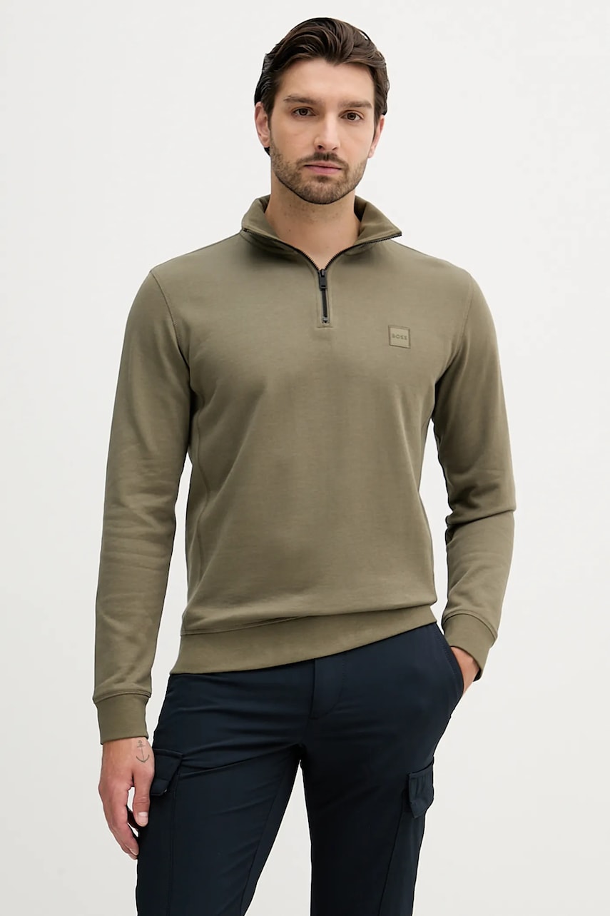 BOSS hanorac de bumbac BOSS CASUAL culoarea bleumarin, uni, 50468926