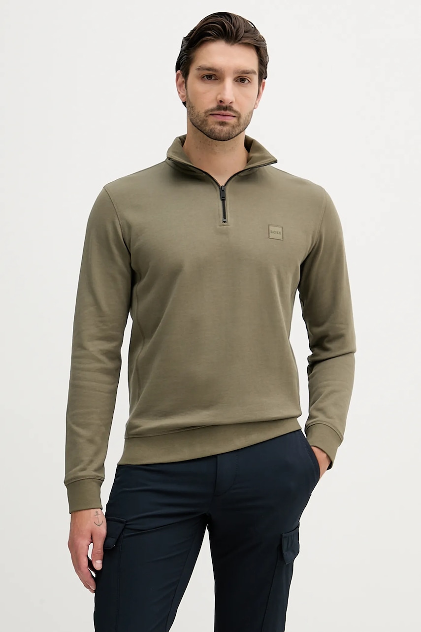 BOSS hanorac de bumbac BOSS CASUAL culoarea bleumarin, uni, 50468926