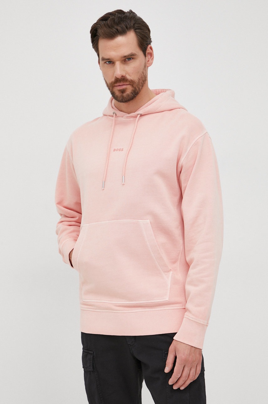 

Бавовняна кофта BOSS Boss Casual чоловіча колір червоний однотонна