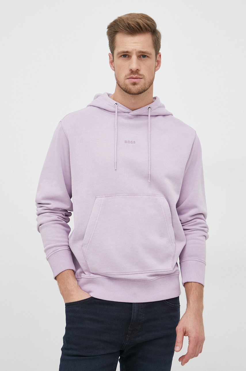 

Хлопковая кофта BOSS Boss Casual мужская с капюшоном однотонная