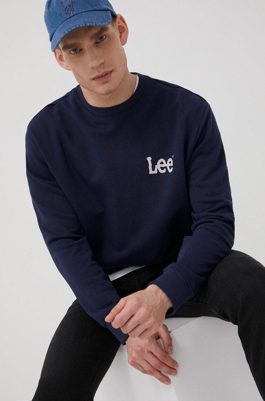 Lee hanorac de bumbac barbati, culoarea albastru marin, cu imprimeu 2023 ❤️ Pret Super answear imagine noua 2022