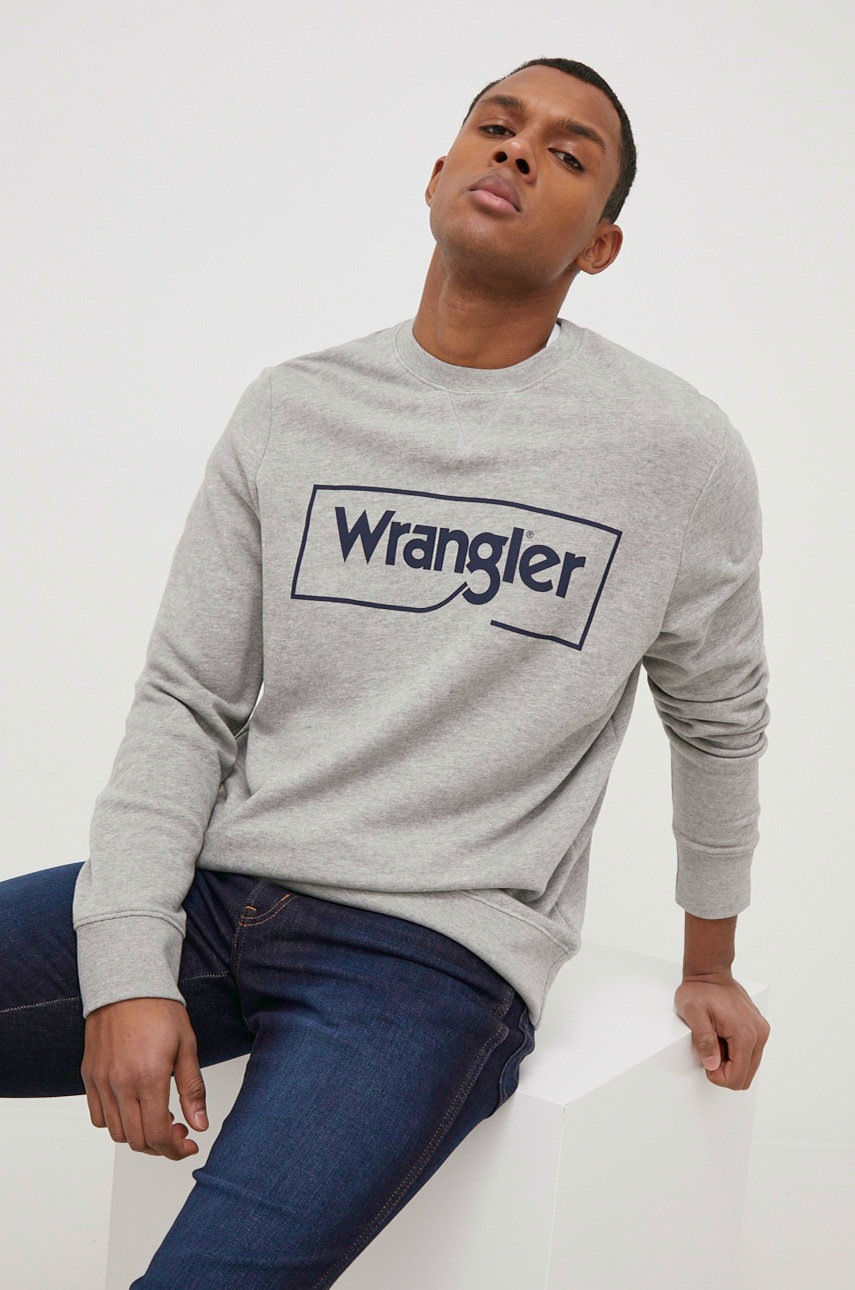 Wrangler bluza barbati, culoarea gri, melanj