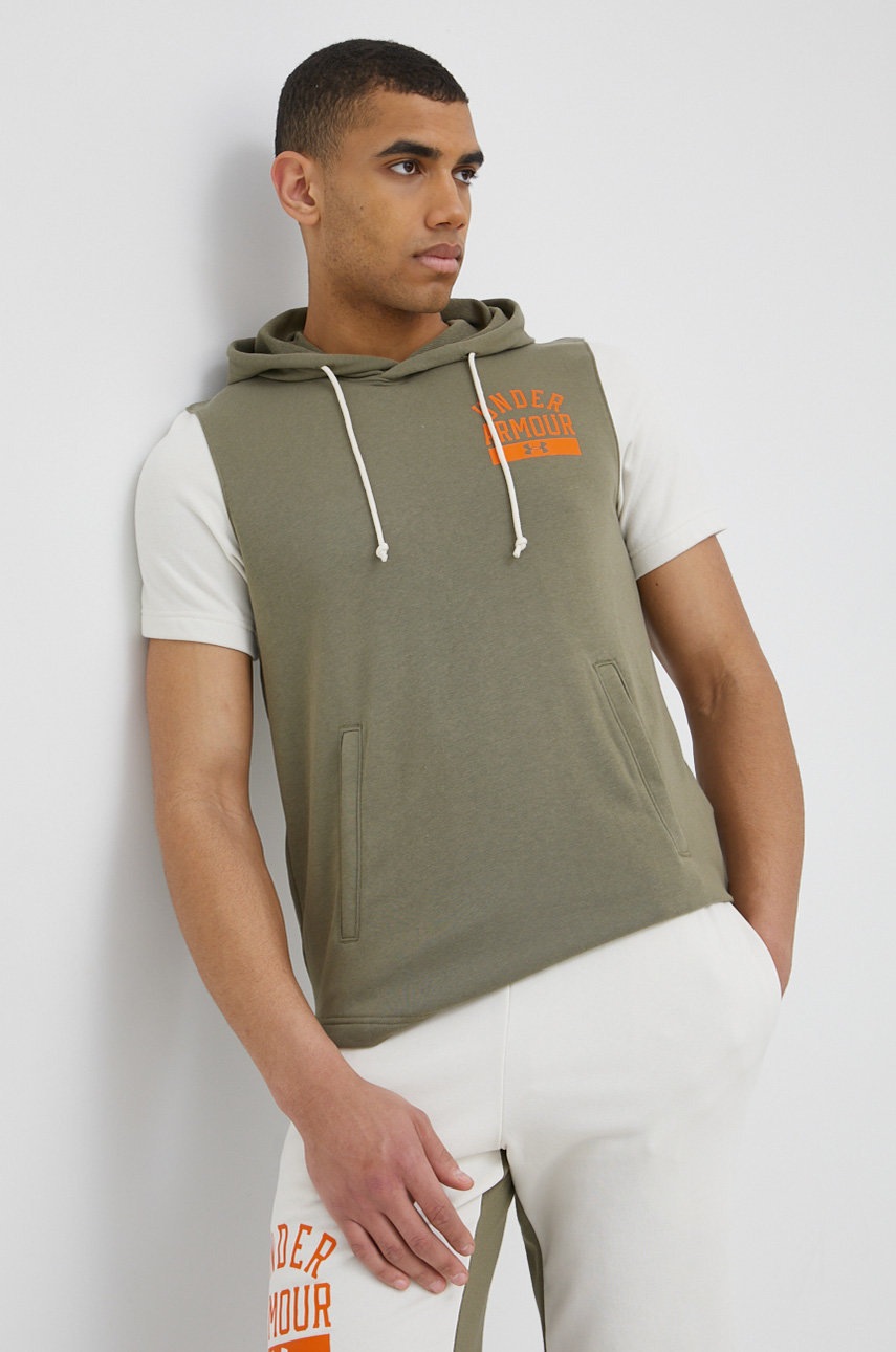 Under armour bluza 1370398 barbati, culoarea verde, cu imprimeu