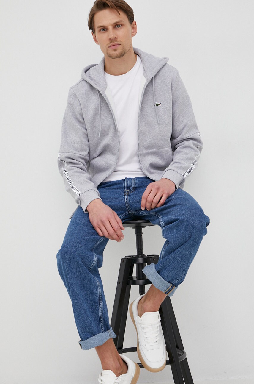 

Суичър Lacoste мъжка в сиво с апликация, Сив