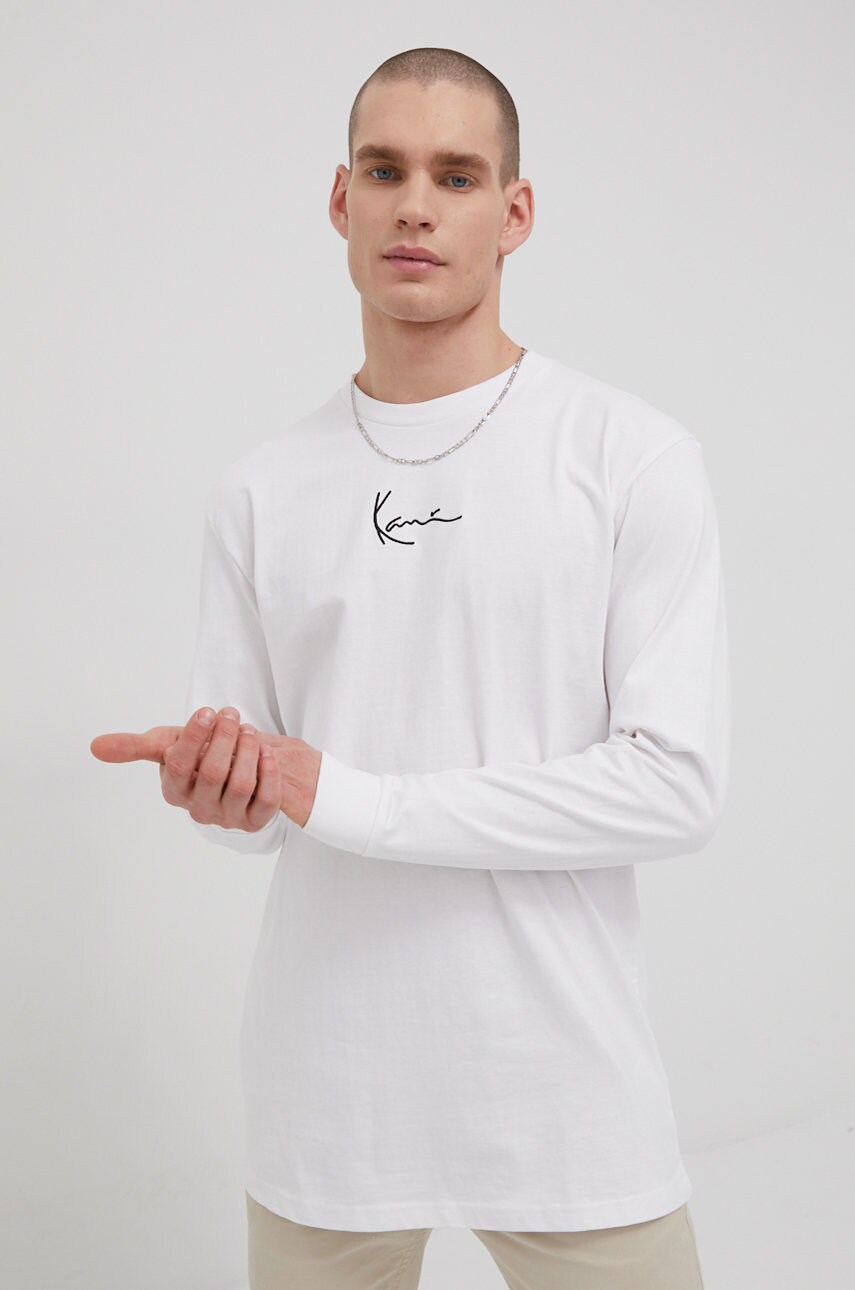 Karl kani longsleeve din bumbac culoarea alb, cu imprimeu