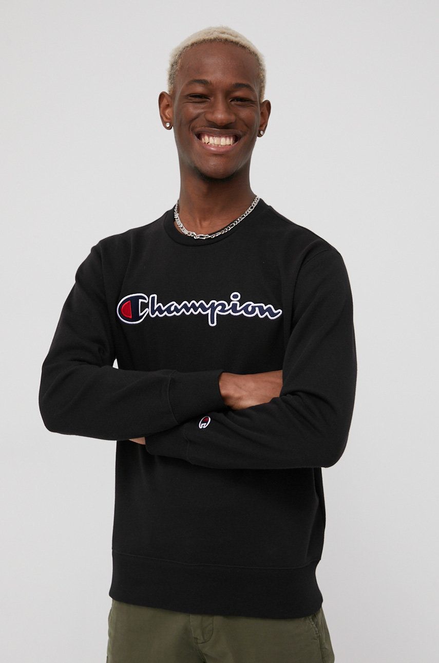 Champion bluza męska kolor czarny z aplikacją