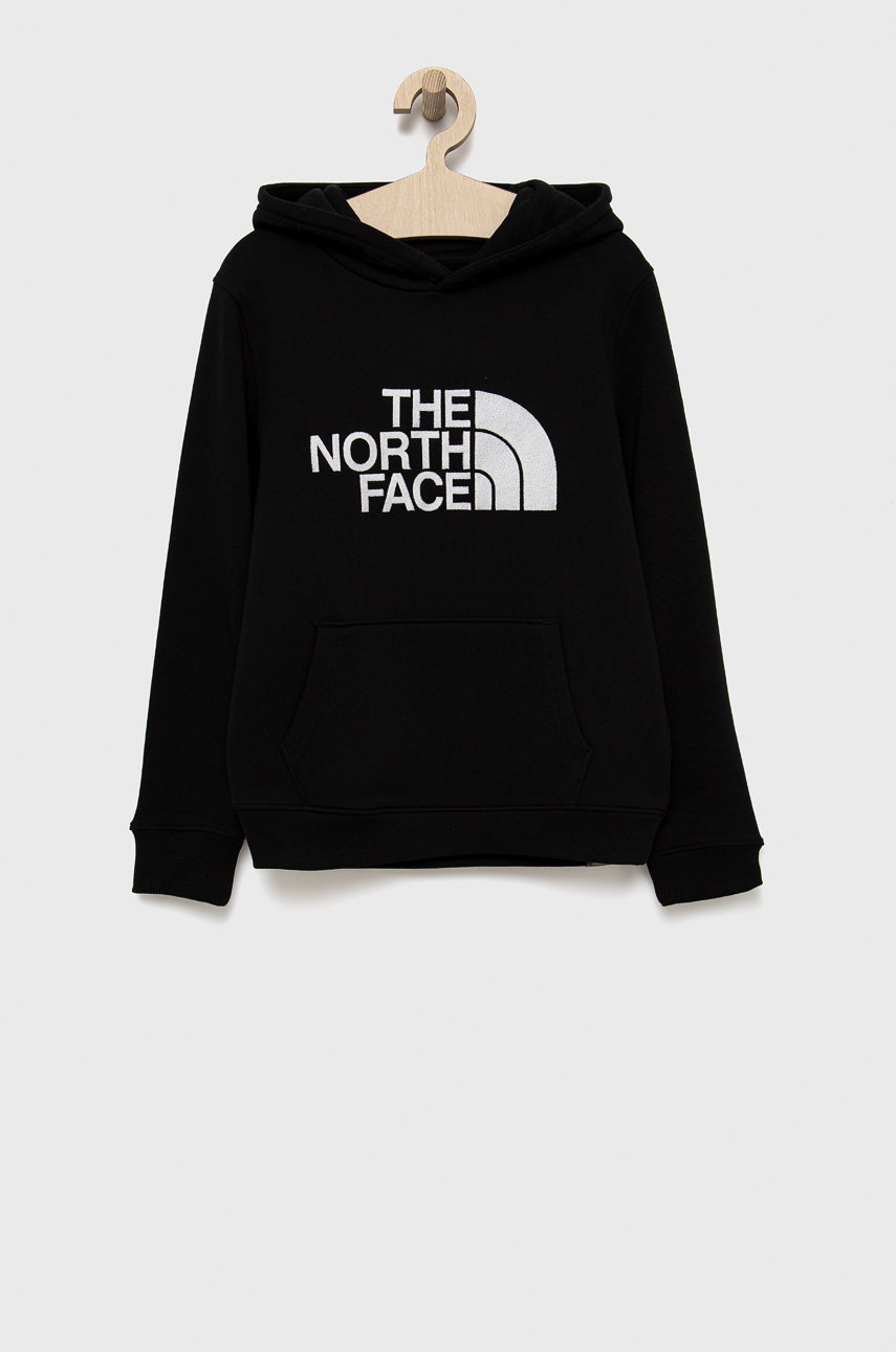 

Детски памучен суичър The North Face в черно с апликация, Черен
